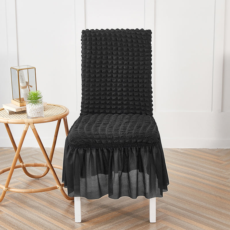 Premium Textured Seersucker High-stretch Washable Dining Chair Slipcovers With Skirt