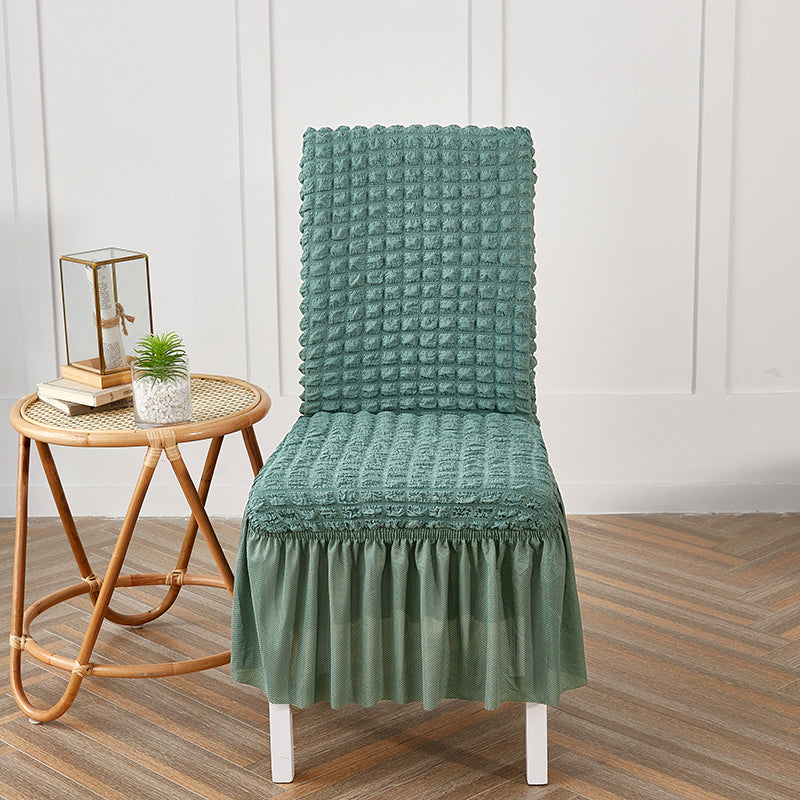 Premium Textured Seersucker High-stretch Washable Dining Chair Slipcovers With Skirt