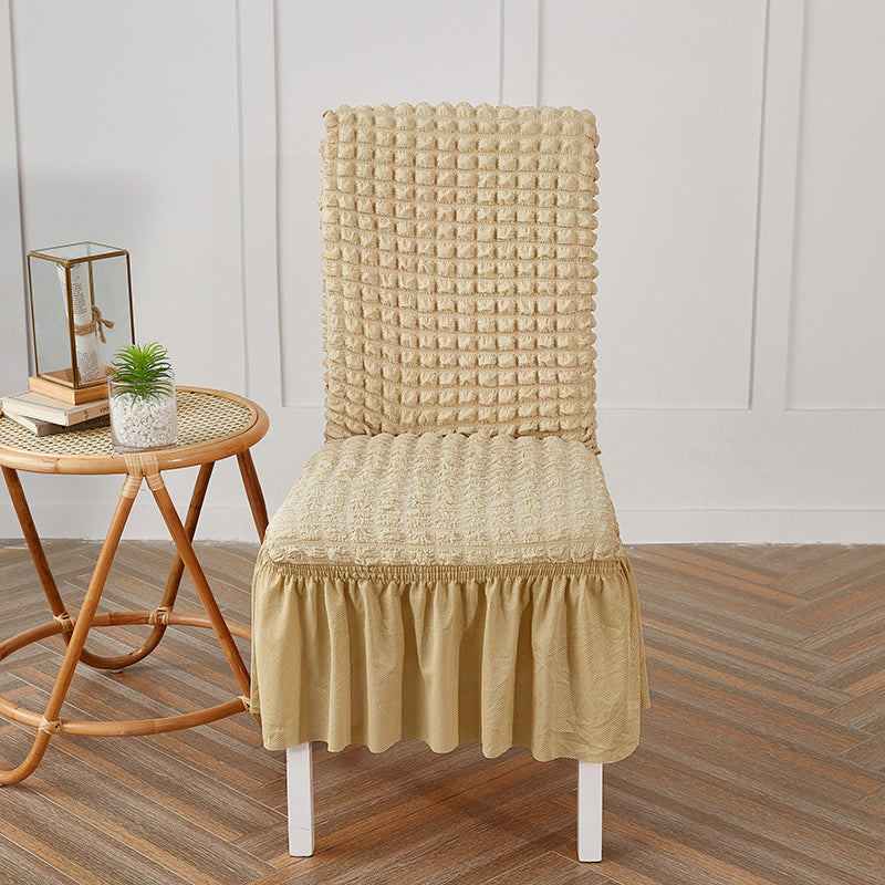 Premium Textured Seersucker High-stretch Washable Dining Chair Slipcovers With Skirt