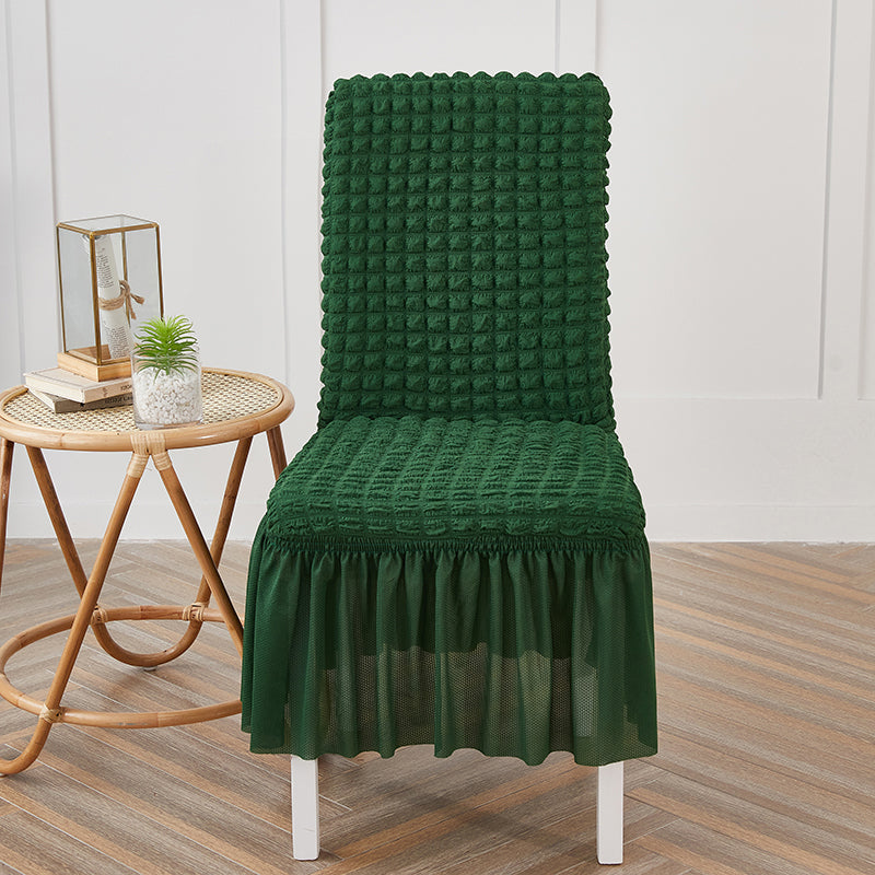 Premium Textured Seersucker High-stretch Washable Dining Chair Slipcovers With Skirt