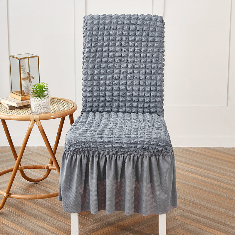 Premium Textured Seersucker High-stretch Washable Dining Chair Slipcovers With Skirt