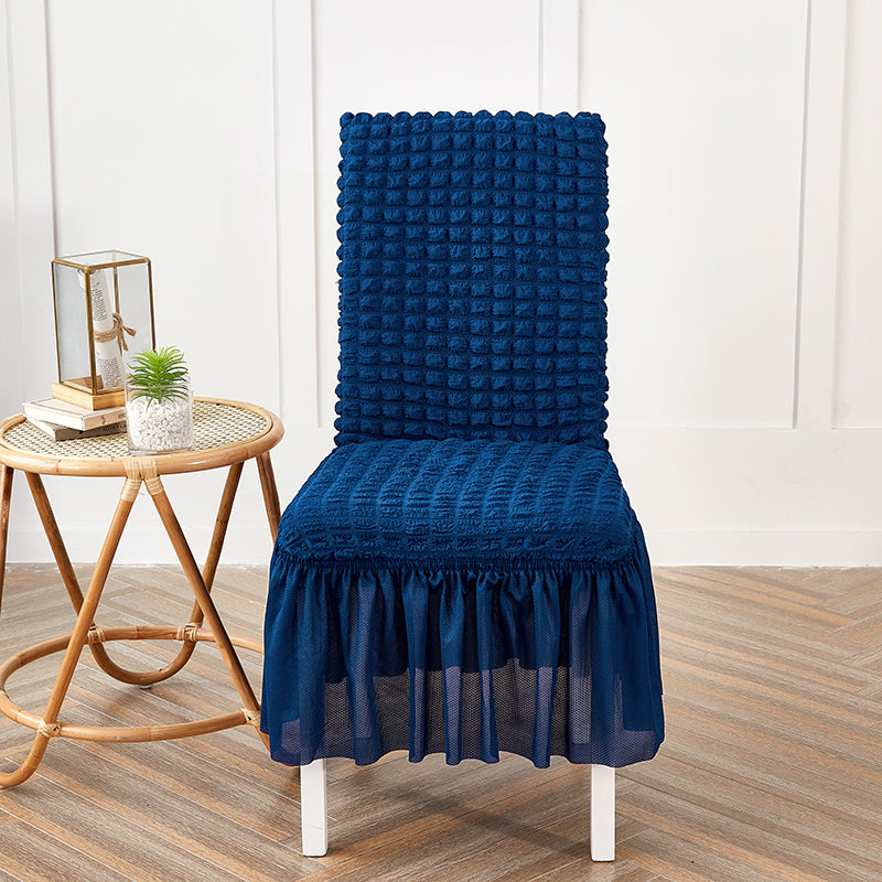 Premium Textured Seersucker High-stretch Washable Dining Chair Slipcovers With Skirt