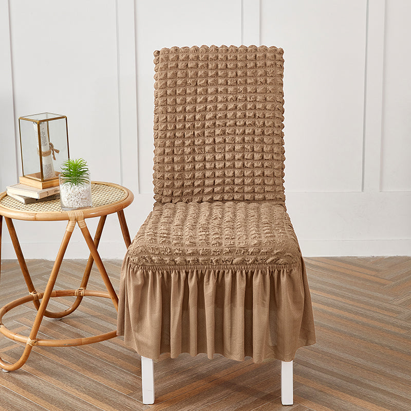 Premium Textured Seersucker High-stretch Washable Dining Chair Slipcovers With Skirt