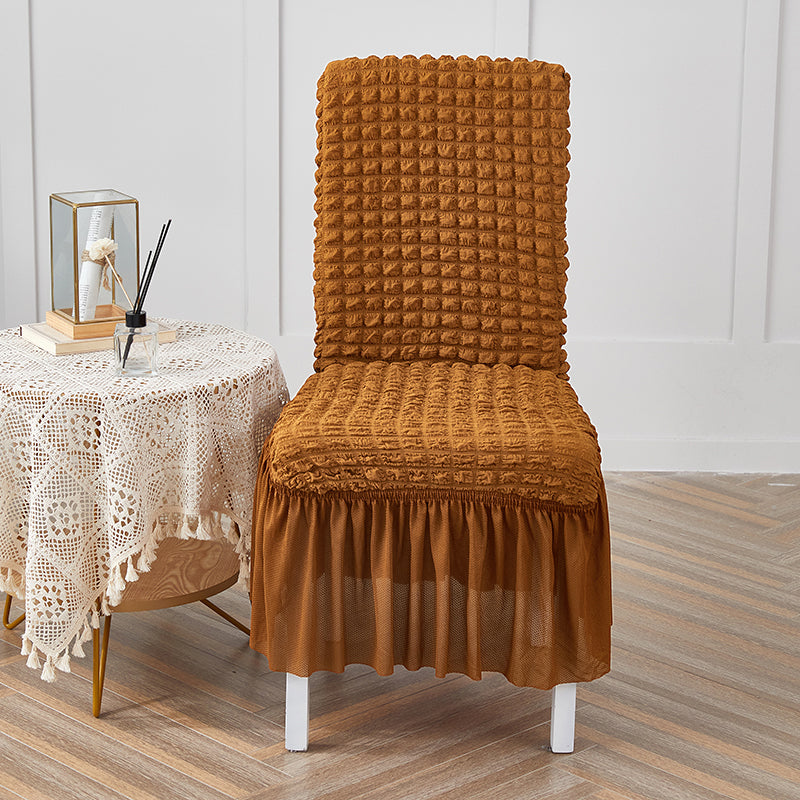 Premium Textured Seersucker High-stretch Washable Dining Chair Slipcovers With Skirt