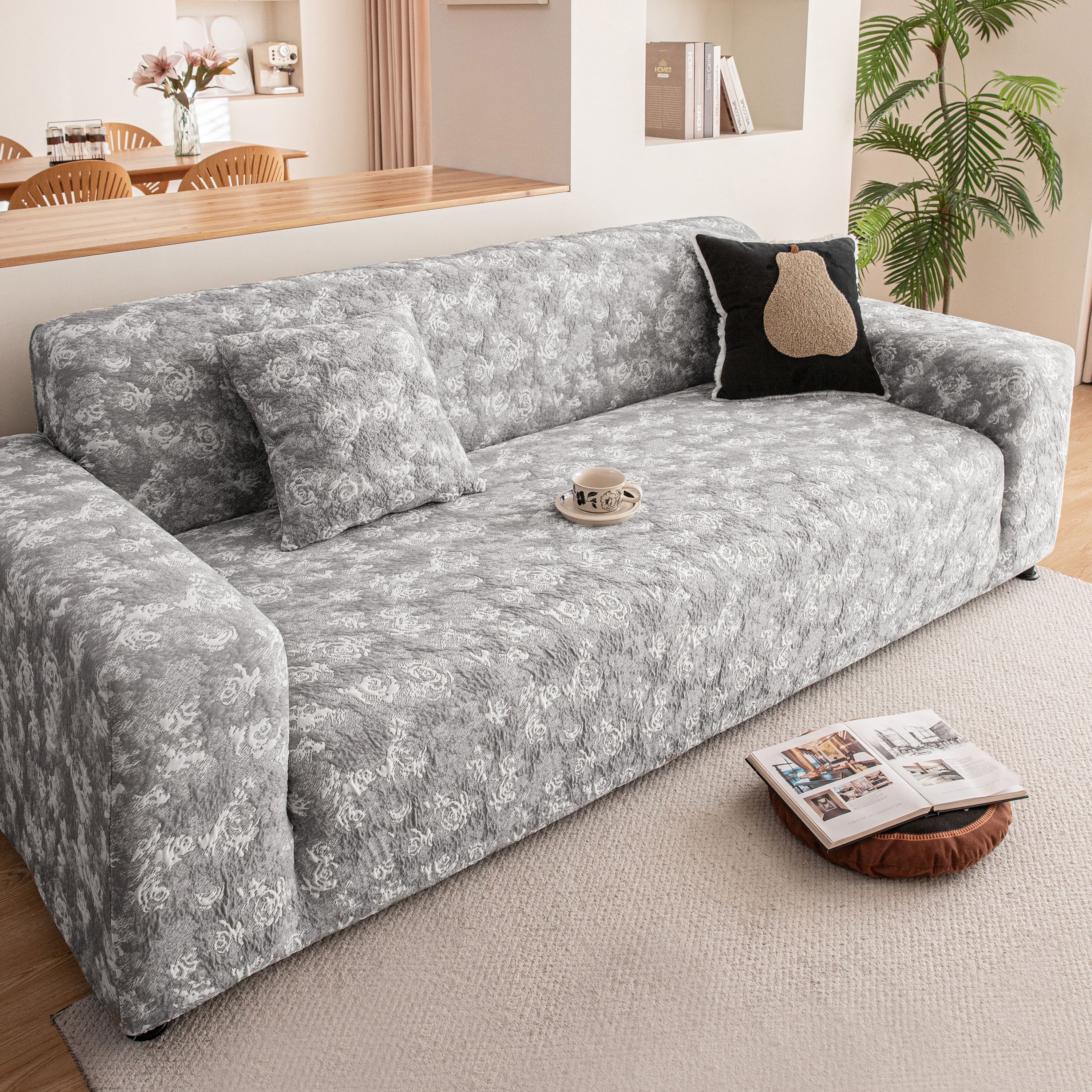 High Stretch Thick 3d Spacer Sofa Cover, Air-layer Jacquard Cushioned Couch Slipcover