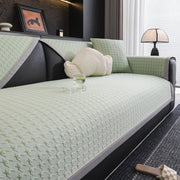 Houndstooth Ice Silk Breathable Sofa Cover, Modern Non-slip Summer Couch Protector