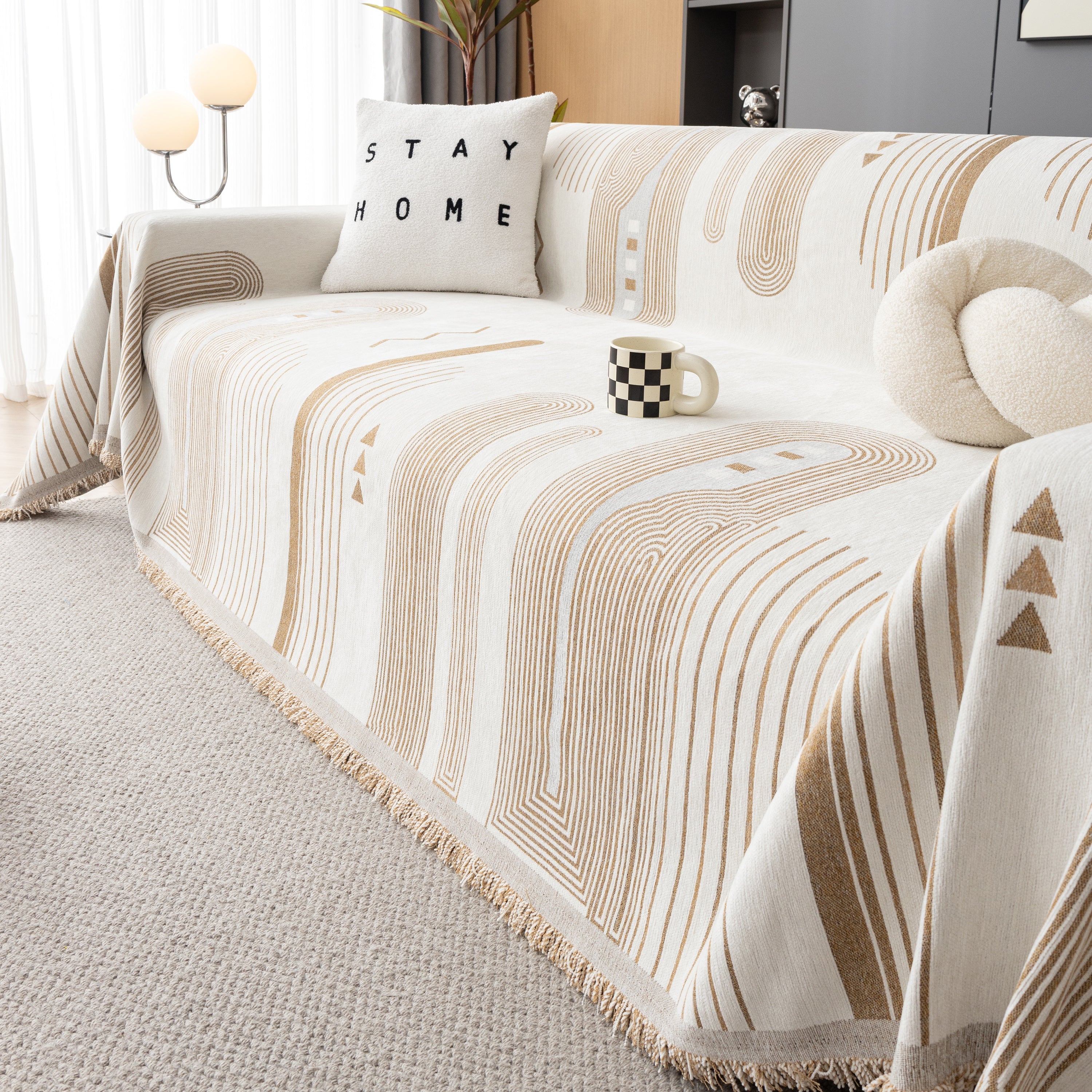 Boho Couch Throw Covers With Tassel Thick Durable Sofa Cover Blanket Furniture Slipcover Sectional
