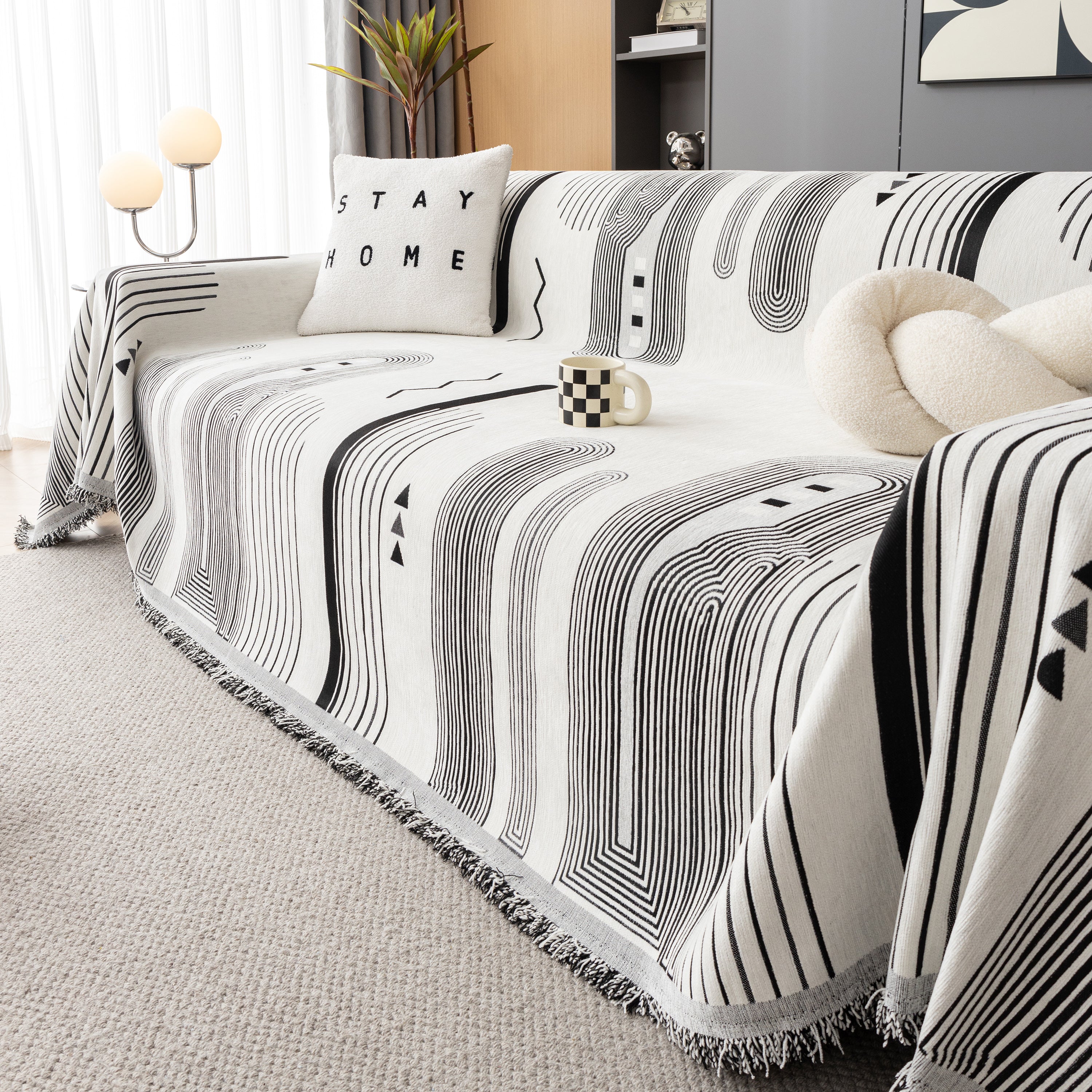 Boho Couch Throw Covers With Tassel Thick Durable Sofa Cover Blanket Furniture Slipcover Sectional