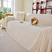 Thick Plush Non-slip Sofa Throw Cover, Warm Soft Faux Fur Couch Protector For Winter