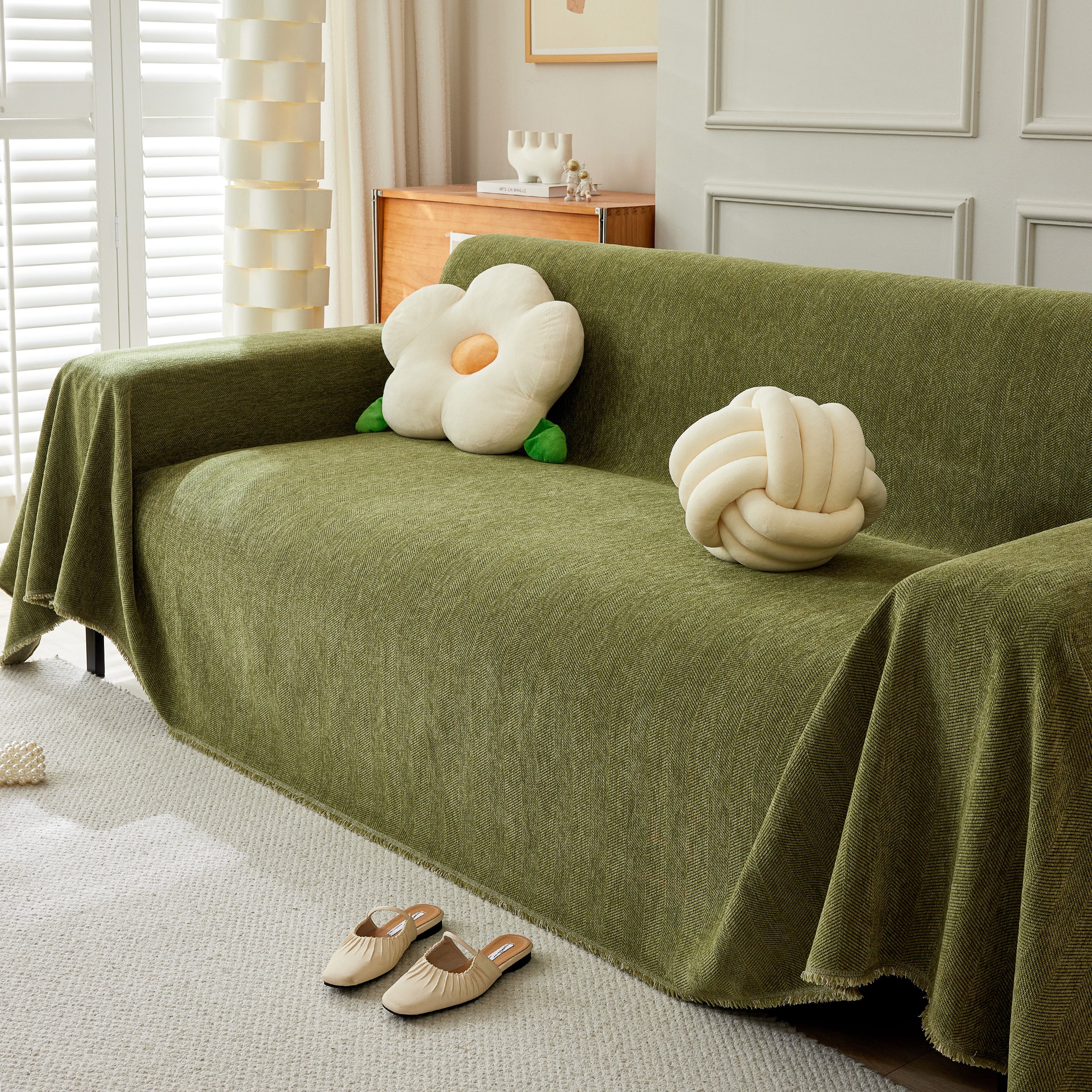 Herringbone Oversized Chenille Couch Throw Cover Sofa Slipcovers Couch Covers For Sectional Couches