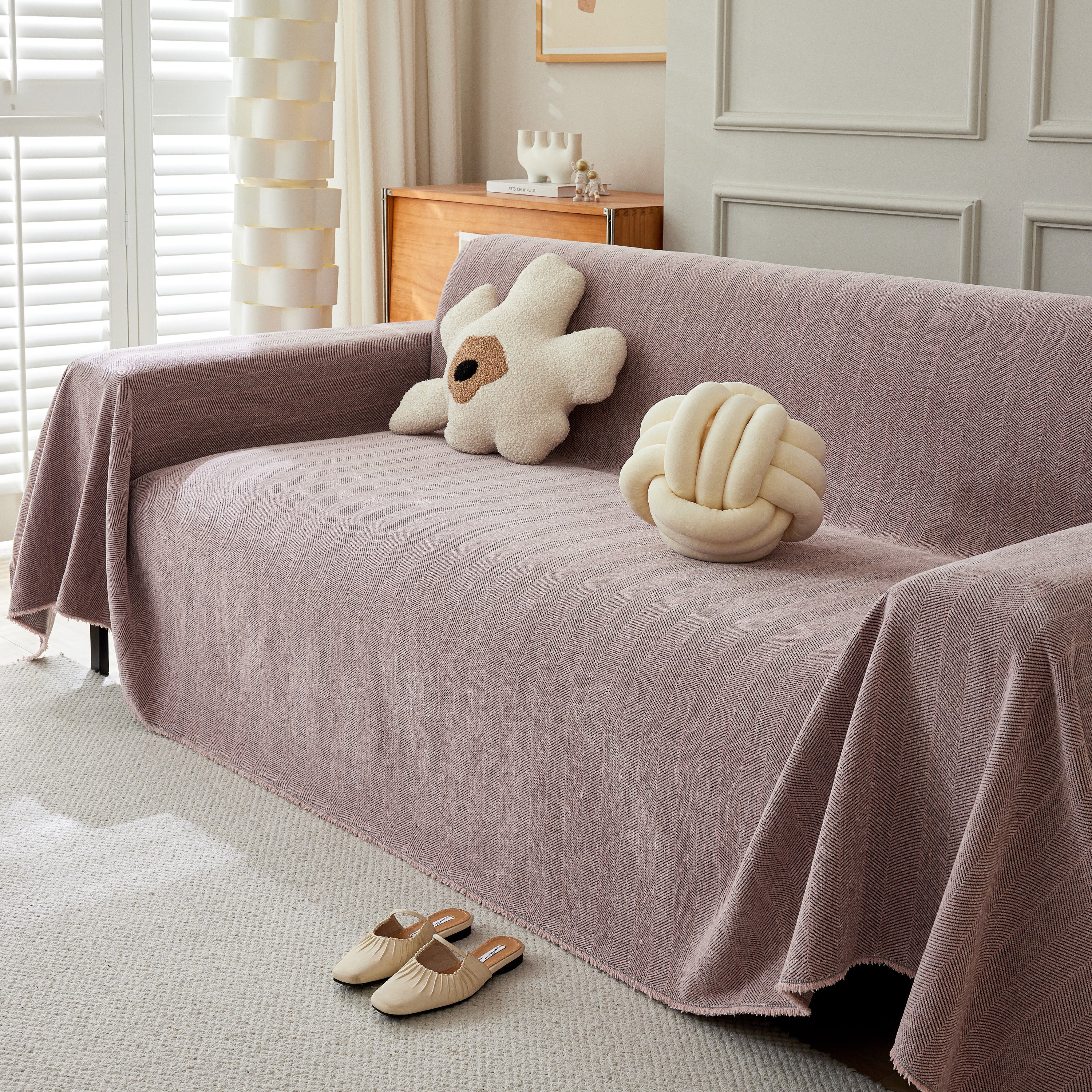Herringbone Oversized Chenille Couch Throw Cover Sofa Slipcovers Couch Covers For Sectional Couches