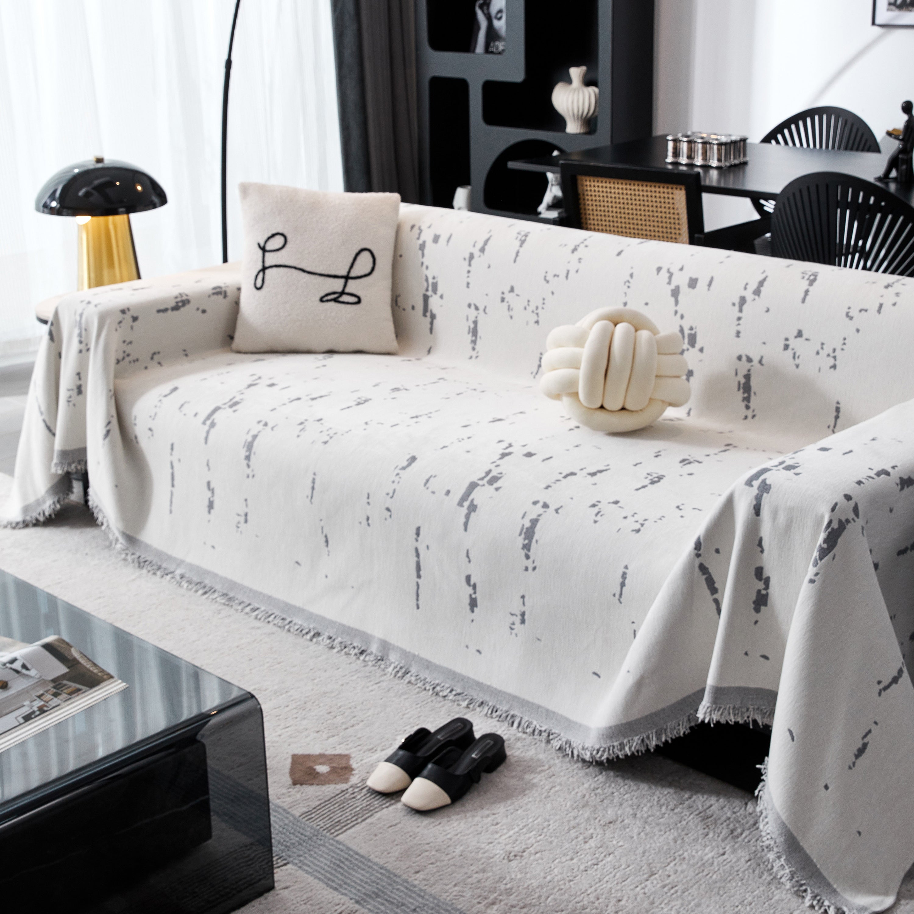 Couch Cover Reversible Chenille Sofa Slipcover For Sectional Multi-use Decorative Couch Protector