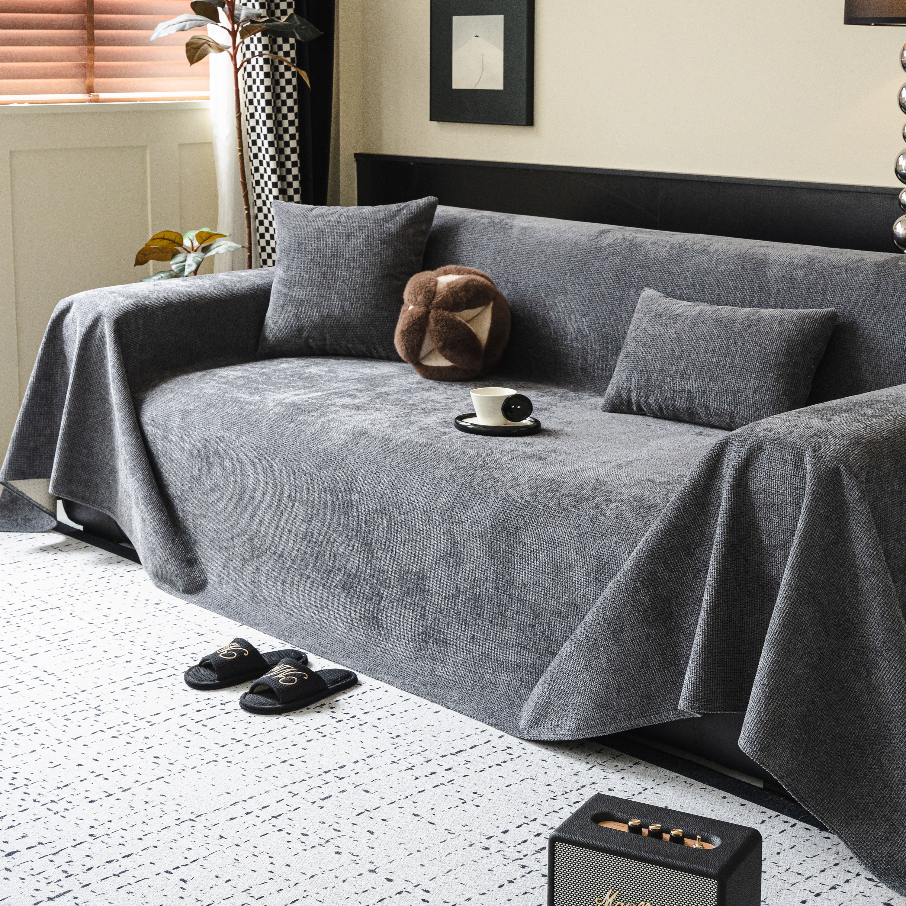 Waterproof Couch Throw Cover For Dogs, Non Slip Slipcover For Leather Fabric Sofa