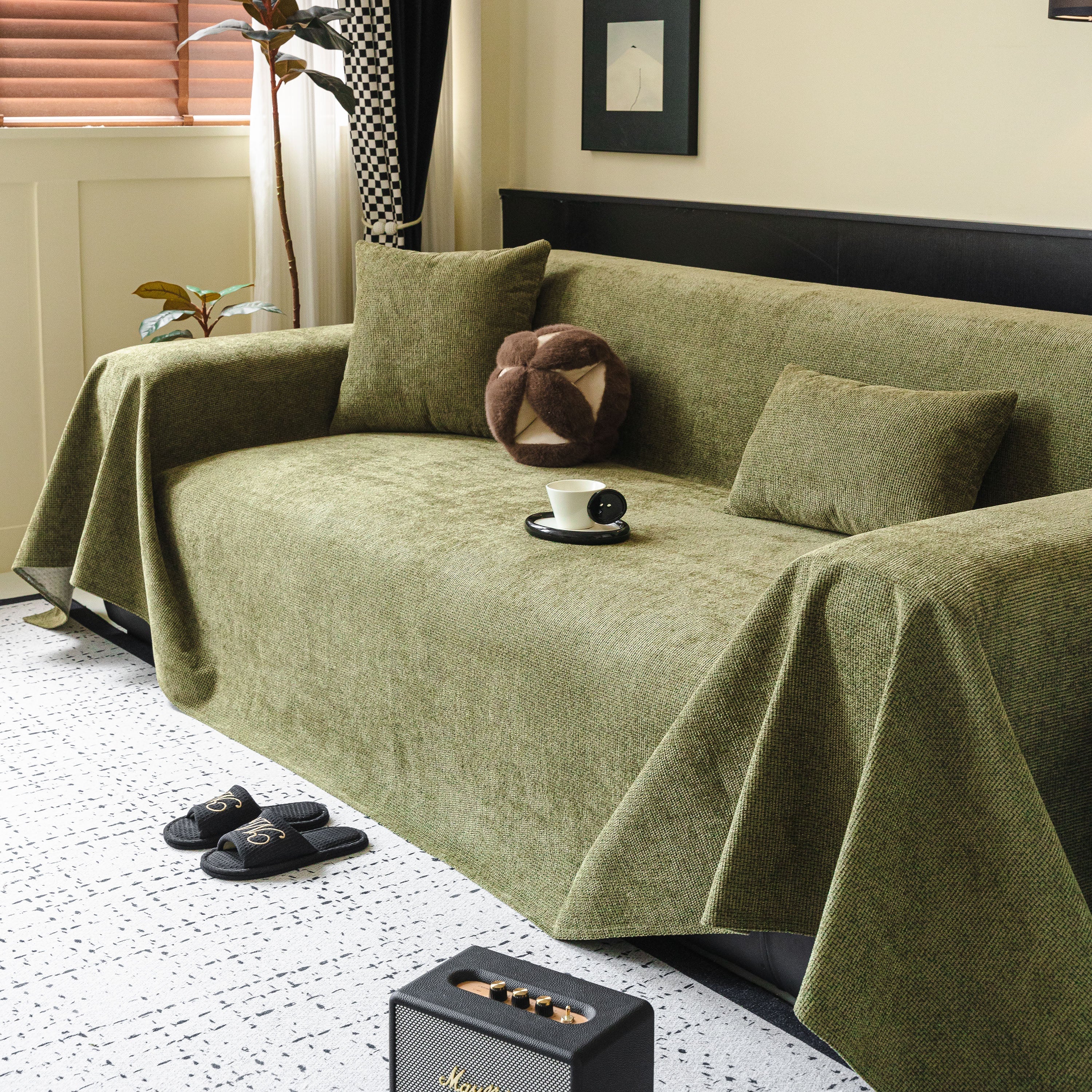 Waterproof Couch Throw Cover For Dogs, Non Slip Slipcover For Leather Fabric Sofa