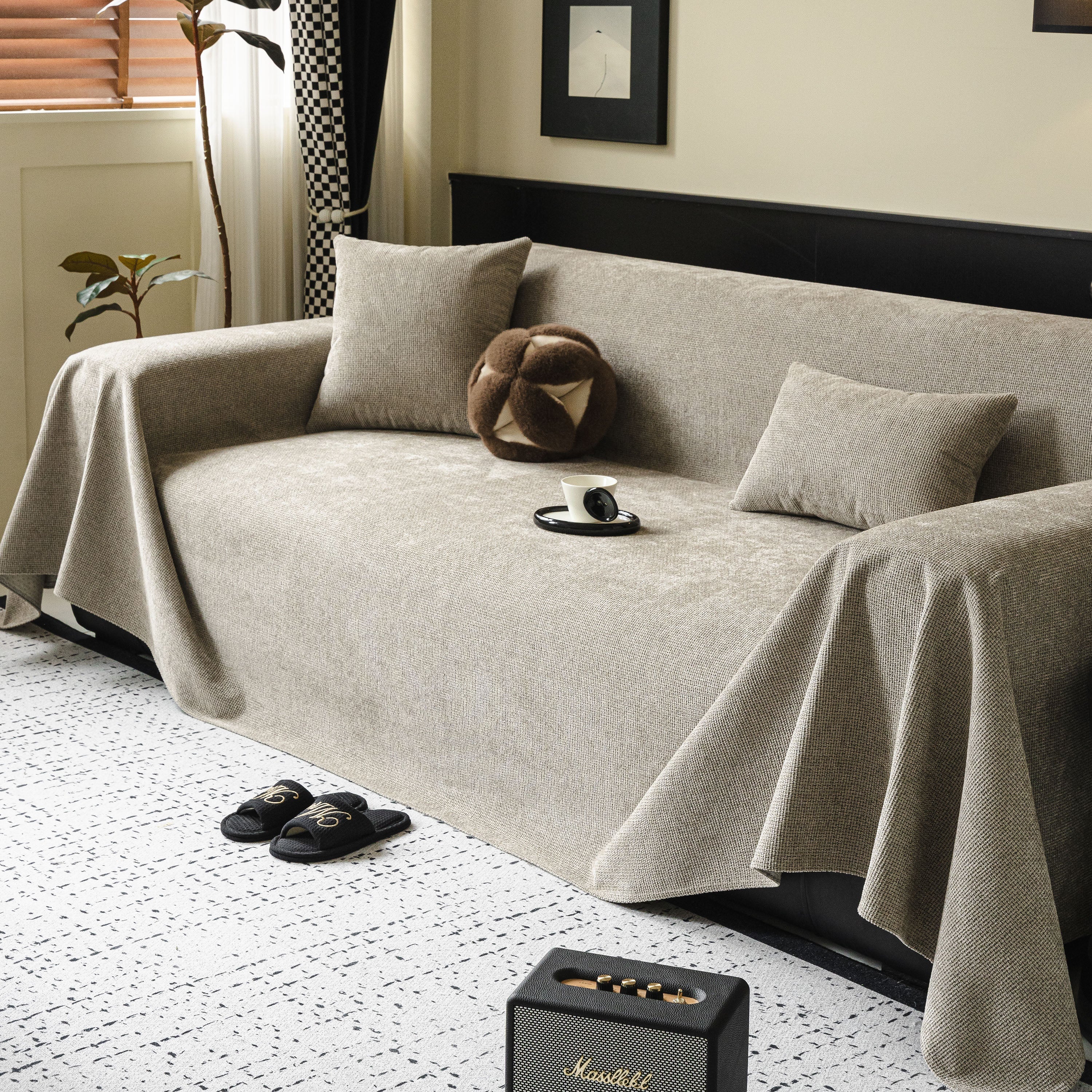 Waterproof Couch Throw Cover For Dogs, Non Slip Slipcover For Leather Fabric Sofa