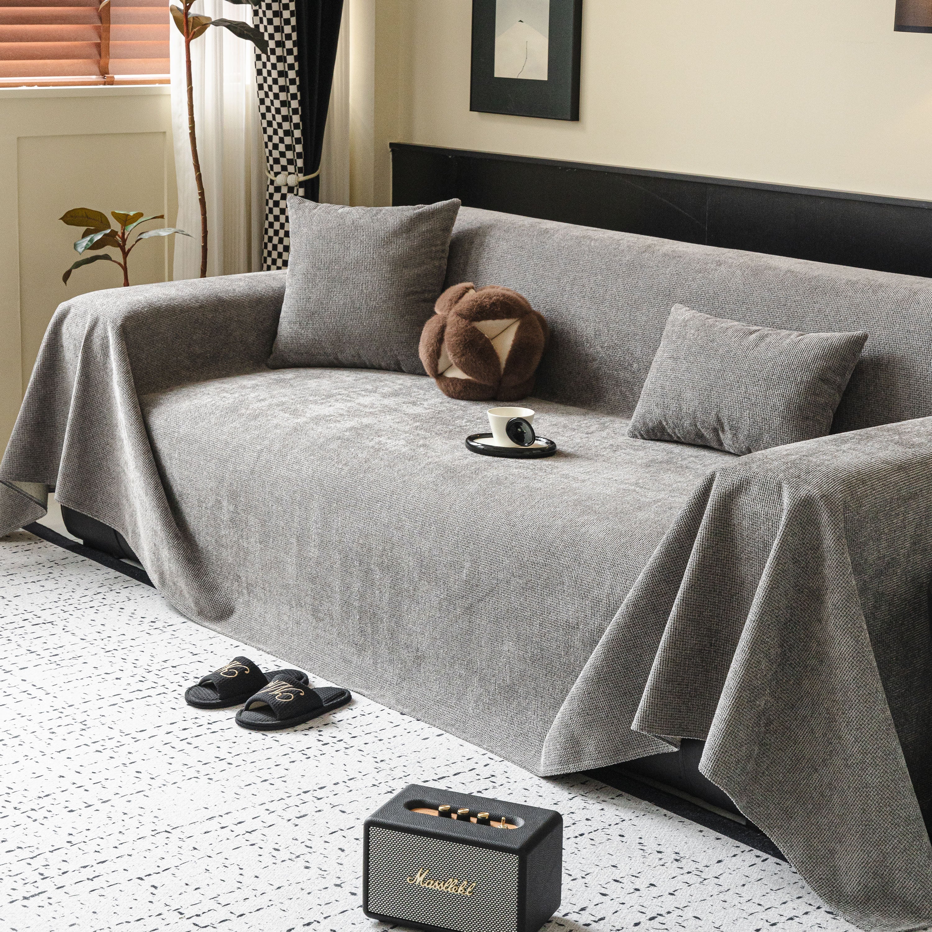Waterproof Couch Throw Cover For Dogs, Non Slip Slipcover For Leather Fabric Sofa