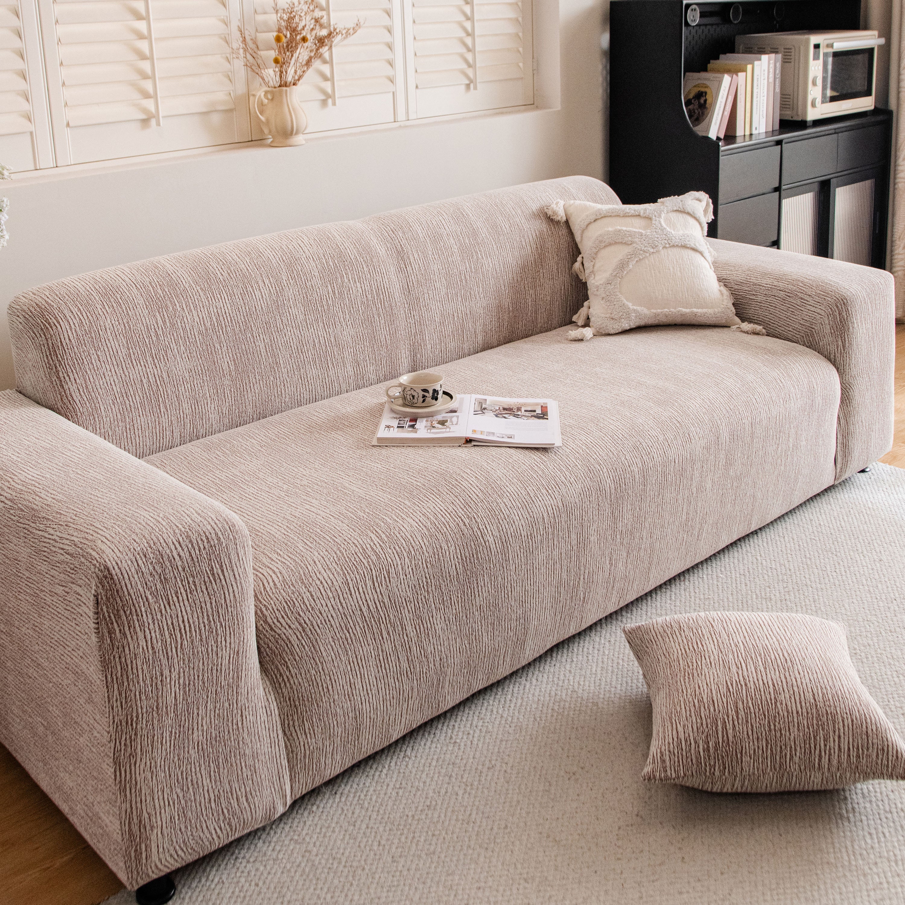 Spandex Jacquard Sofa Cover, High Stretch Crinkle Textured Couch Slipcover Kas Washable