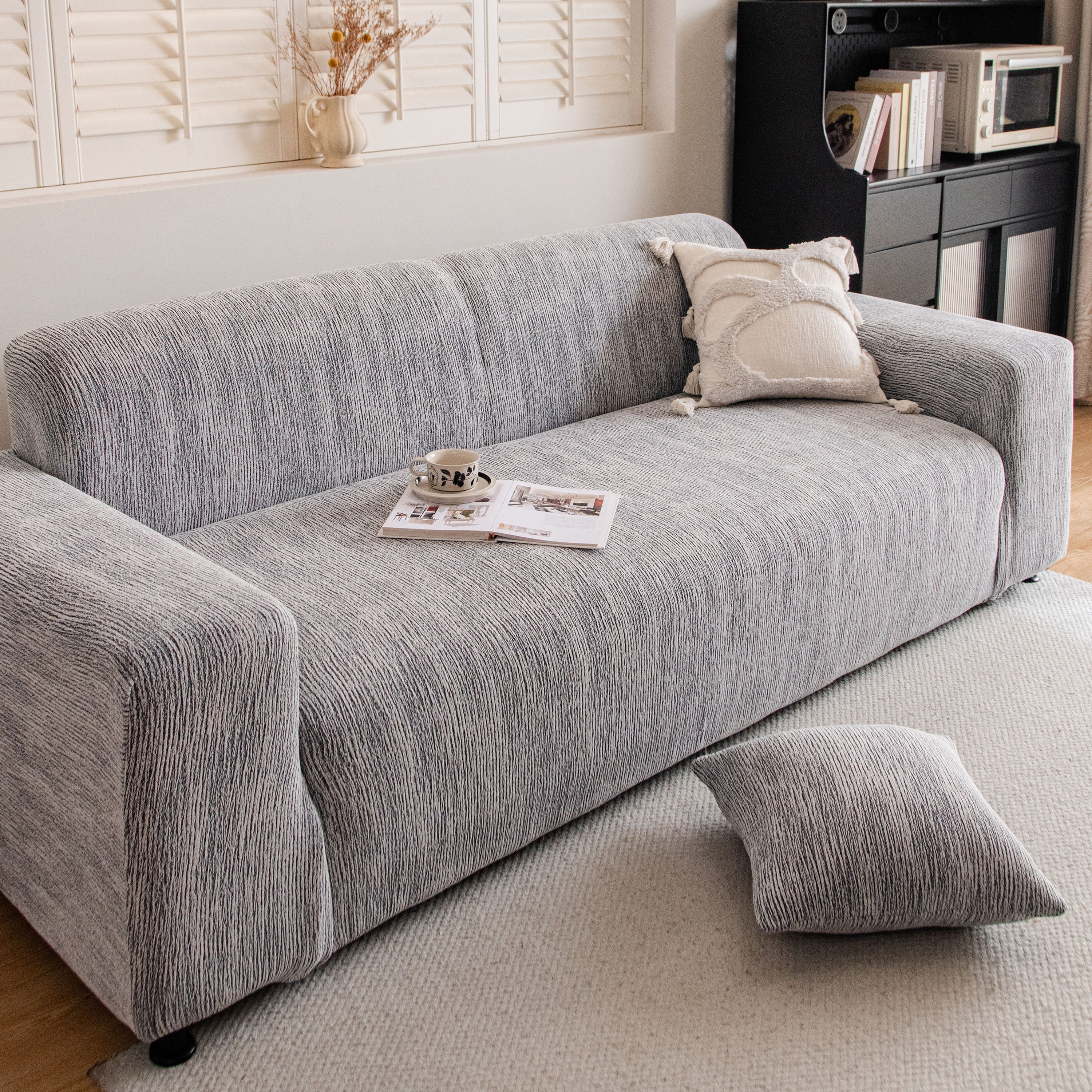 Spandex Jacquard Sofa Cover, High Stretch Crinkle Textured Couch Slipcover Kas Washable