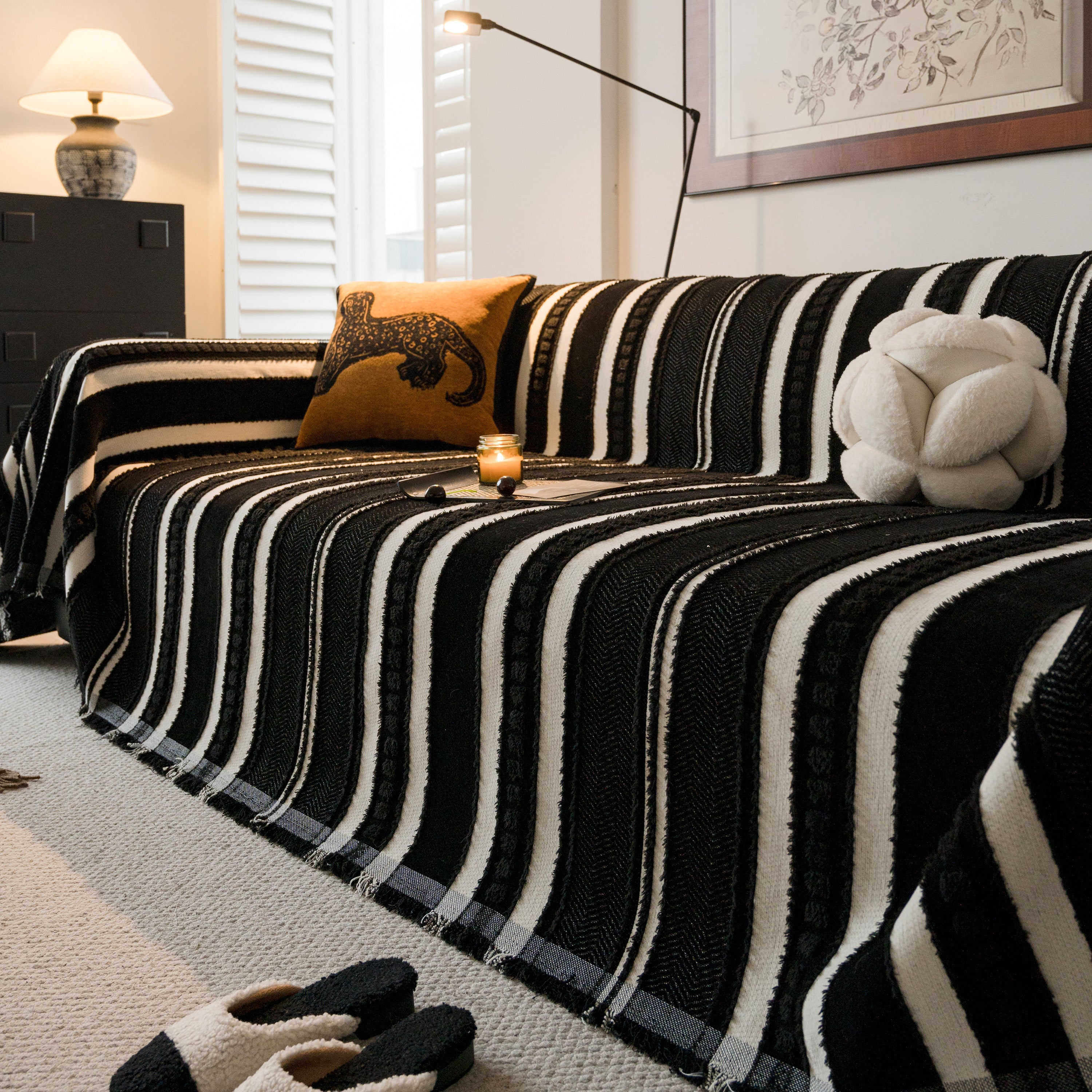 Bohemian Striped Sofa Cover, Decor Woven Throw For Couch, Loveseat, Or Sectional