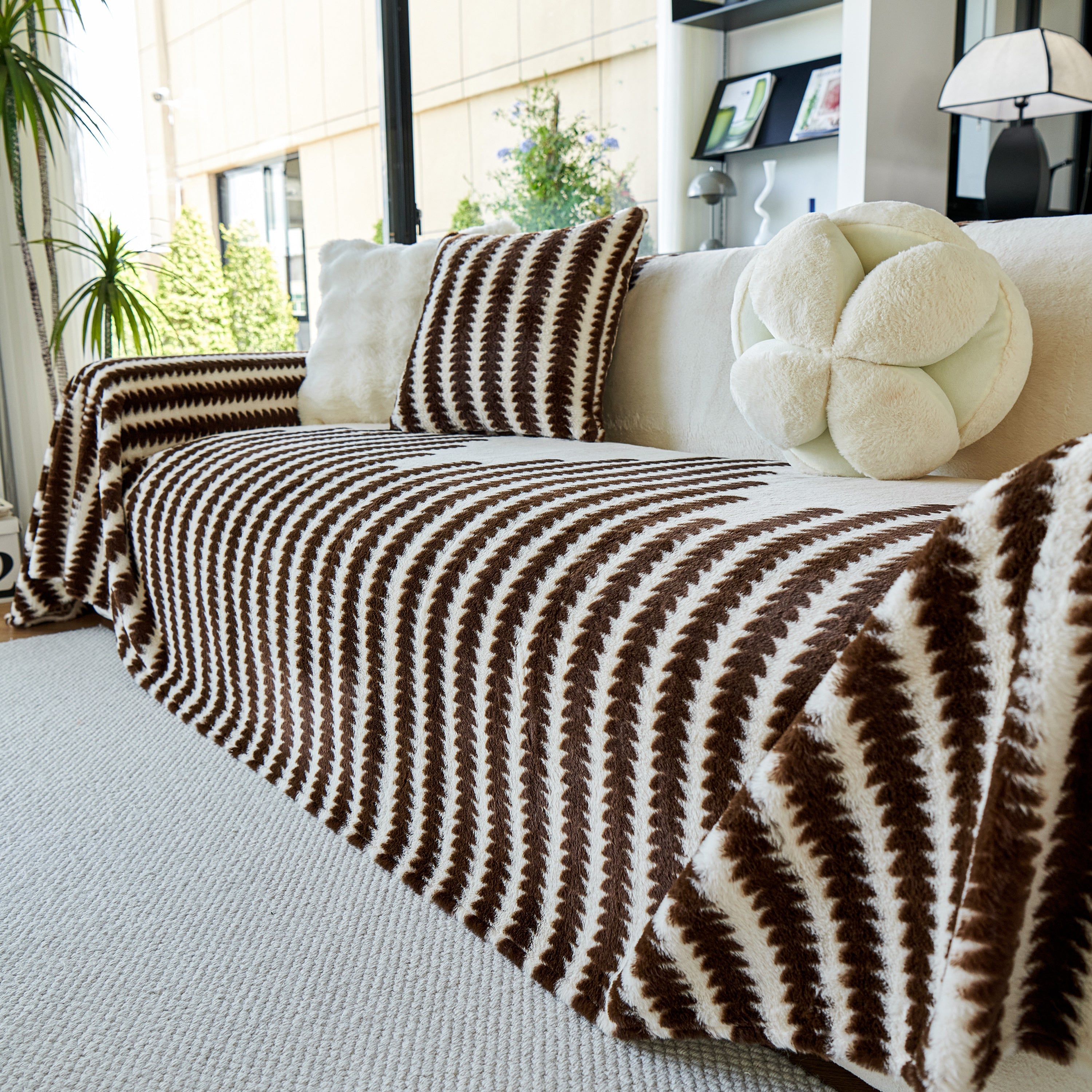 Warm Faux Fur Luxury Sofa Throw Blankets, Soft Cozy Thick Plush Shaggy Blankets For Couch Chair Bed