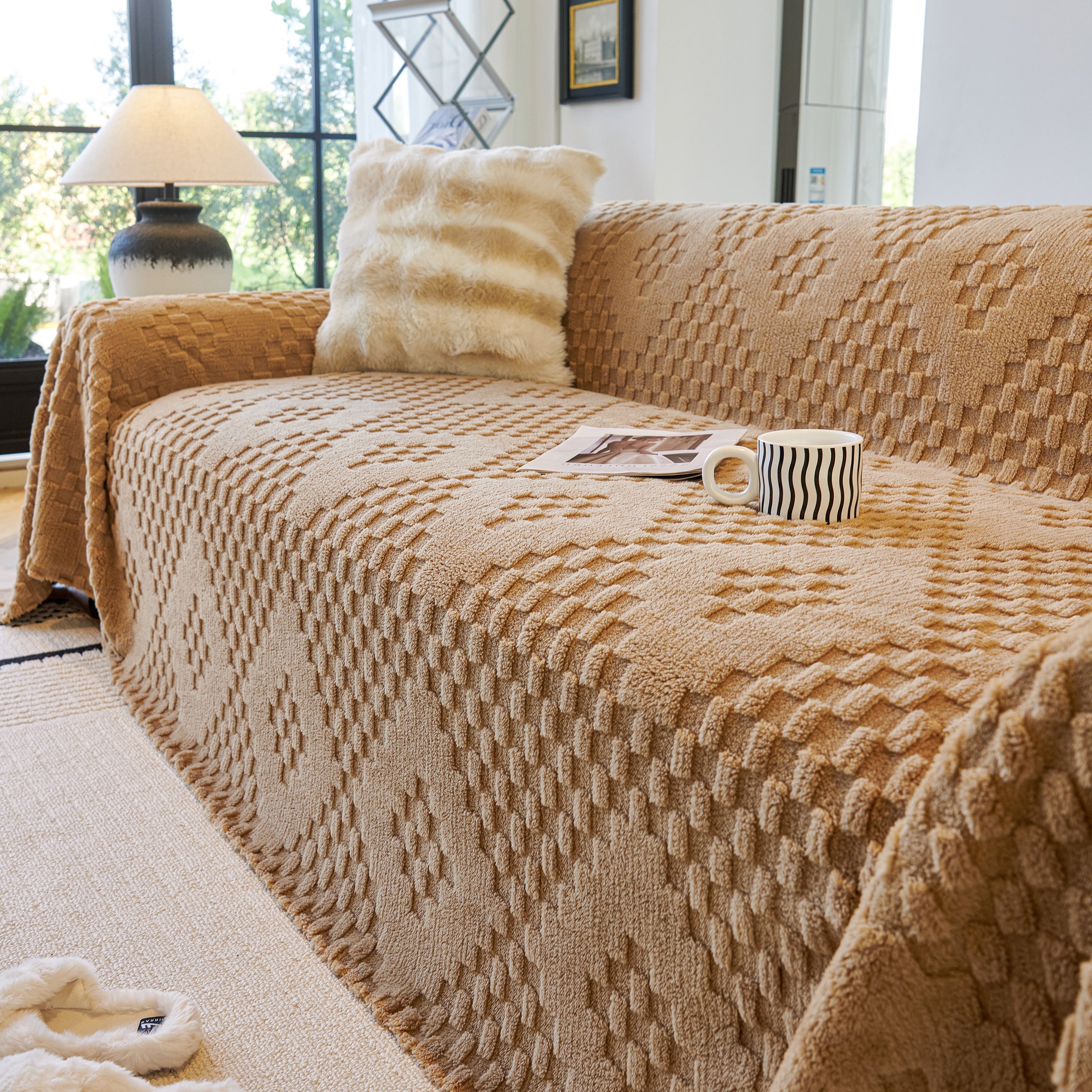 Thickened 3d Plush Premium Living Spaces Couch Covers Soft And Warm Couch Protector Blanket