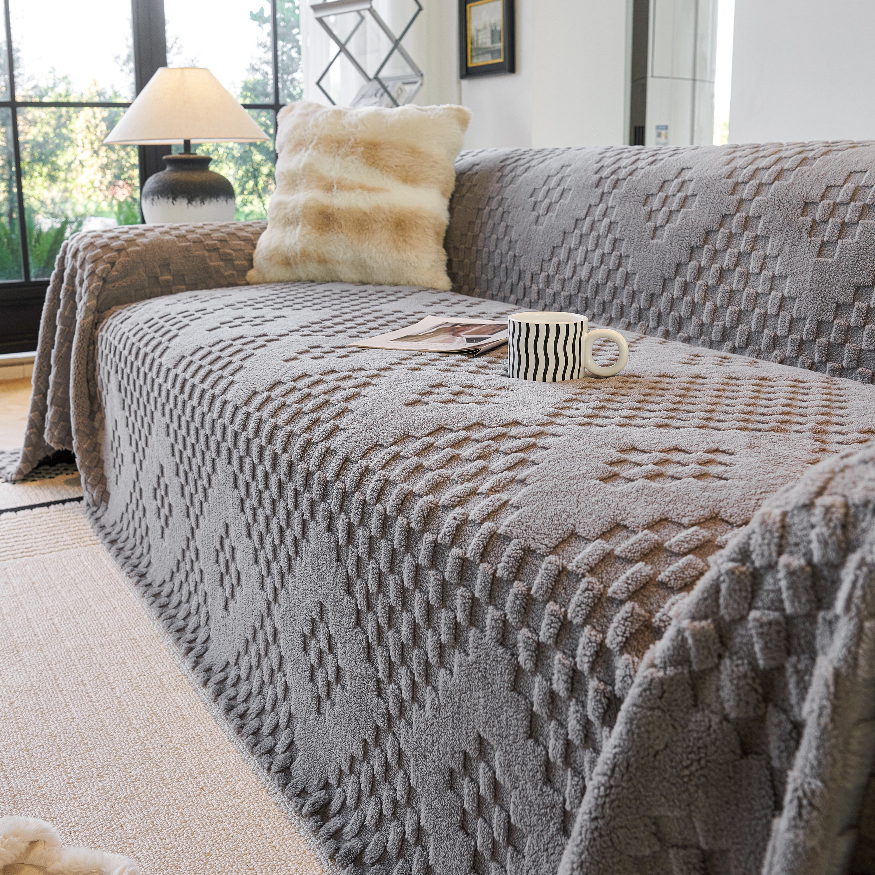 Thickened 3d Plush Premium Living Spaces Couch Covers Soft And Warm Couch Protector Blanket