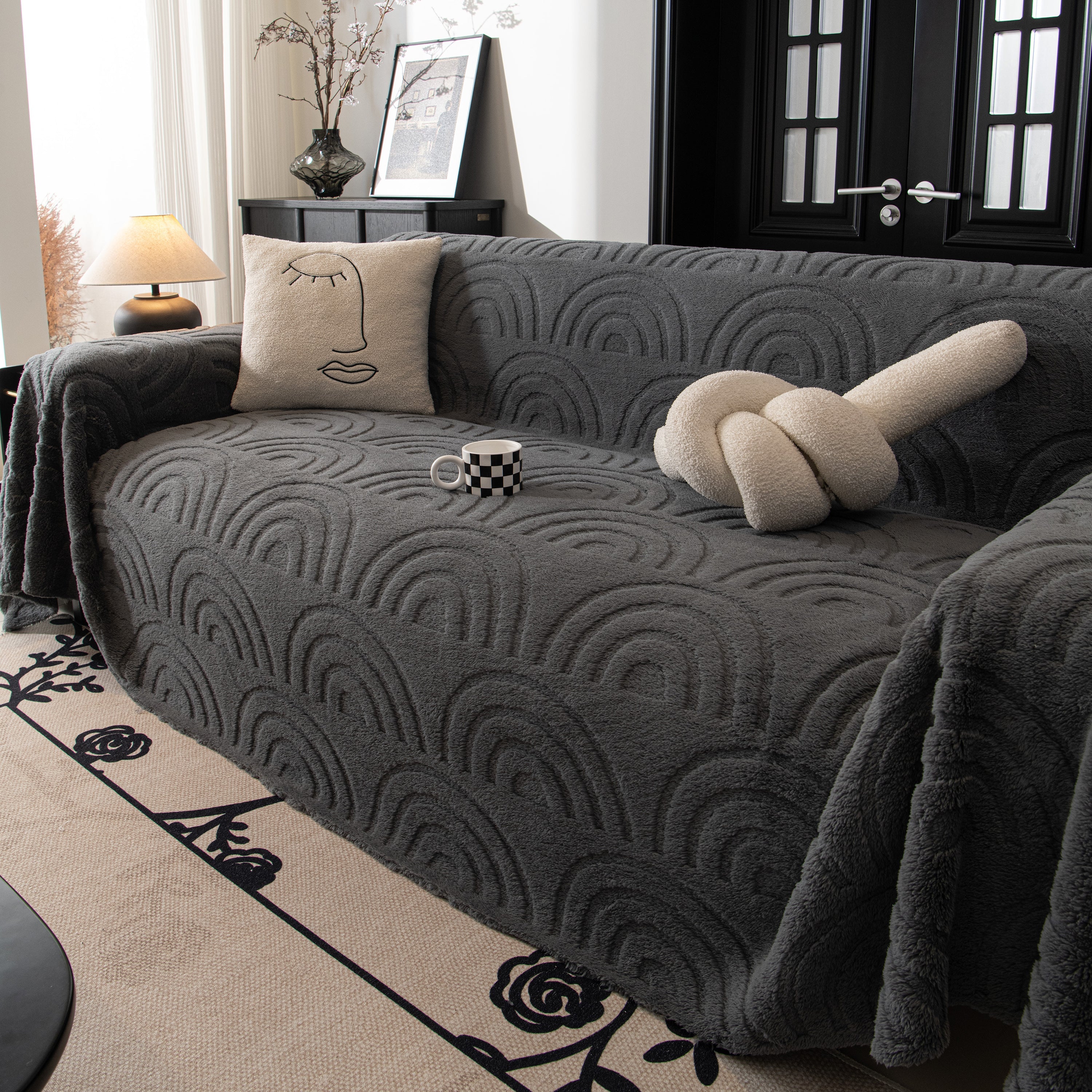 Plush Warm Decor Couch Cover Soft Jacquard Fleece Throw Blankets For Bed Couch Sofa Chair