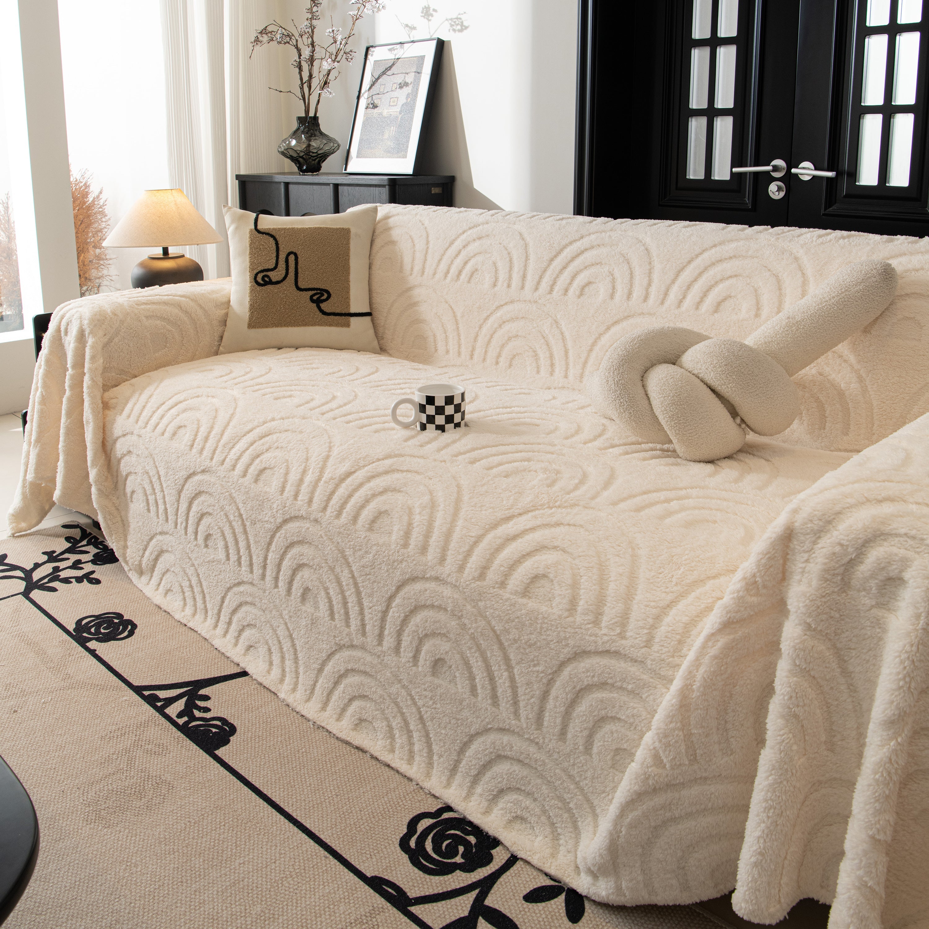 Plush Warm Decor Couch Cover Soft Jacquard Fleece Throw Blankets For Bed Couch Sofa Chair