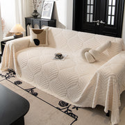 Winter Soft Plush Fleece Sofa Blanket Leaves Jacquard Couch Covers For Couches