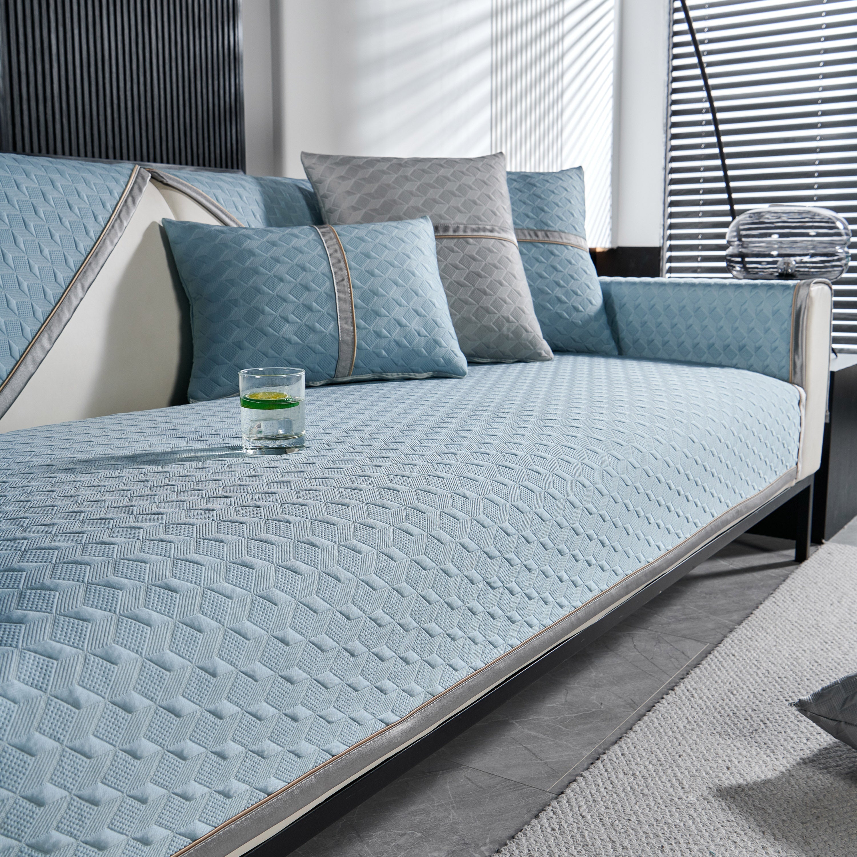 Geometric 3d Sofa Cover, Non-slip Couch Protector For Seat, Backrest & Armrest