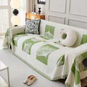 Reversible Ginkgo Leaf Furniture Slipcovers For Sofas Scratch Resistant Sectional Sofa Throw Covers