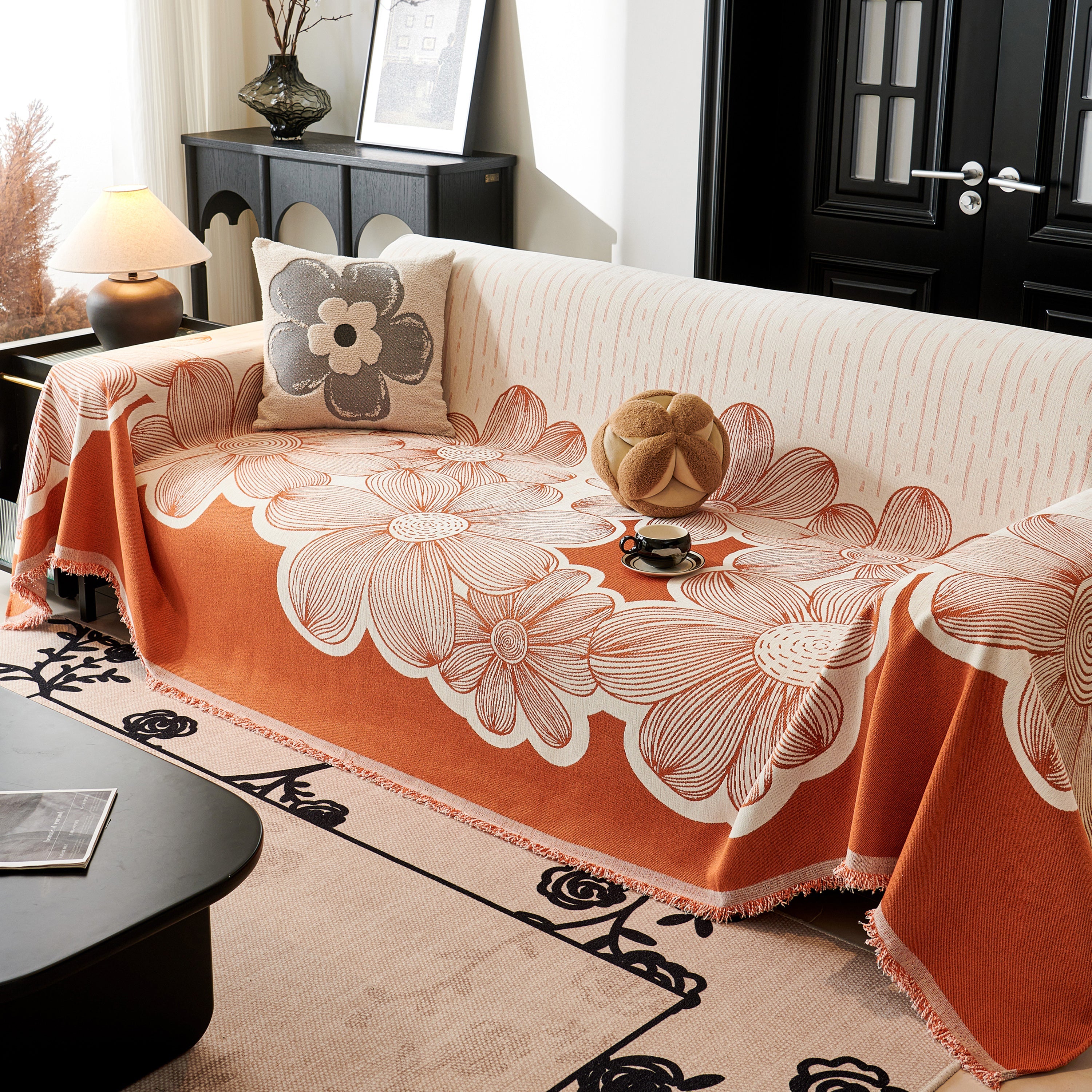 Floral Sofa Slipcovers Reversible Sofa Throw Covers With Tassels Pretty Furniture Covers For Sofas