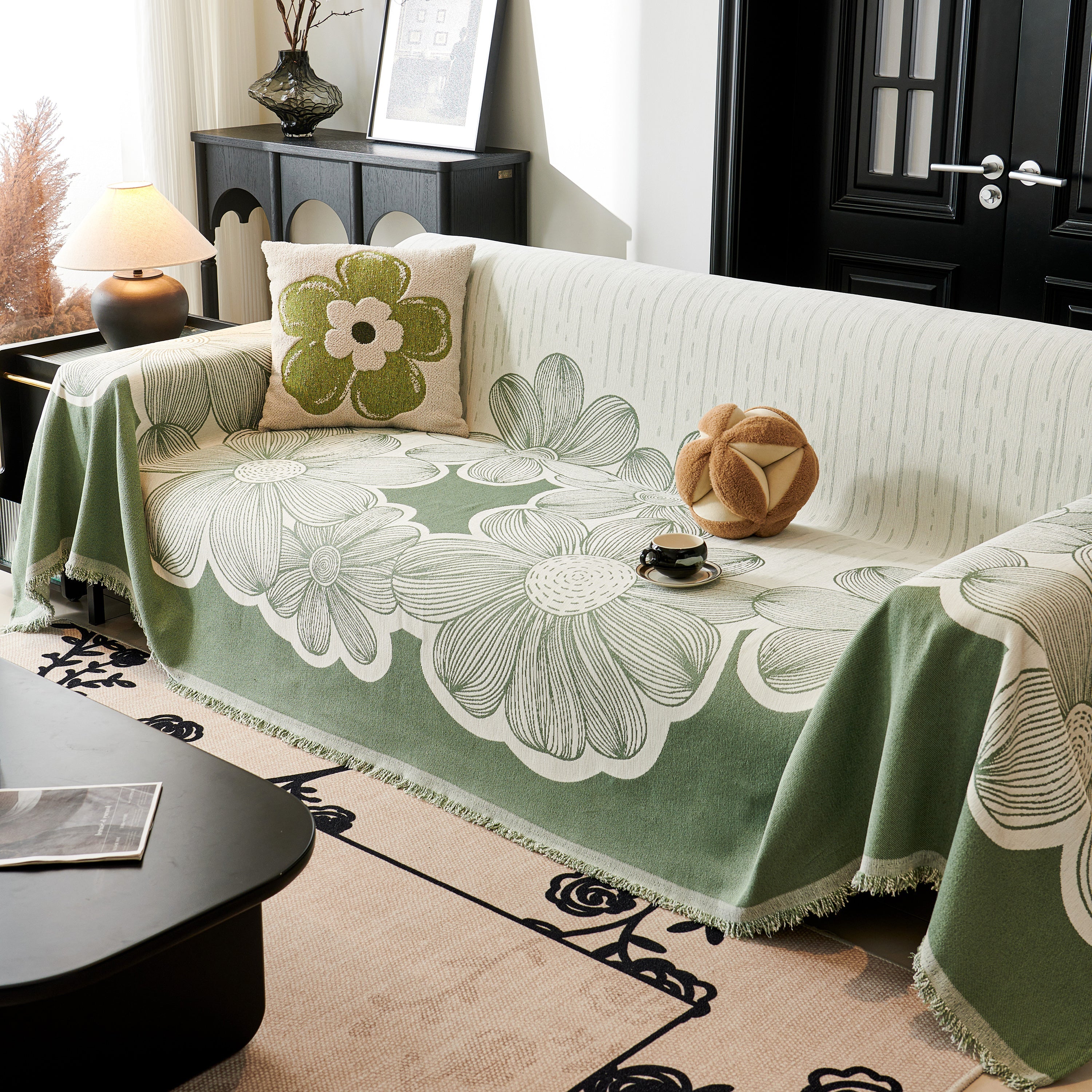 Floral Sofa Slipcovers Reversible Sofa Throw Covers With Tassels Pretty Furniture Covers For Sofas