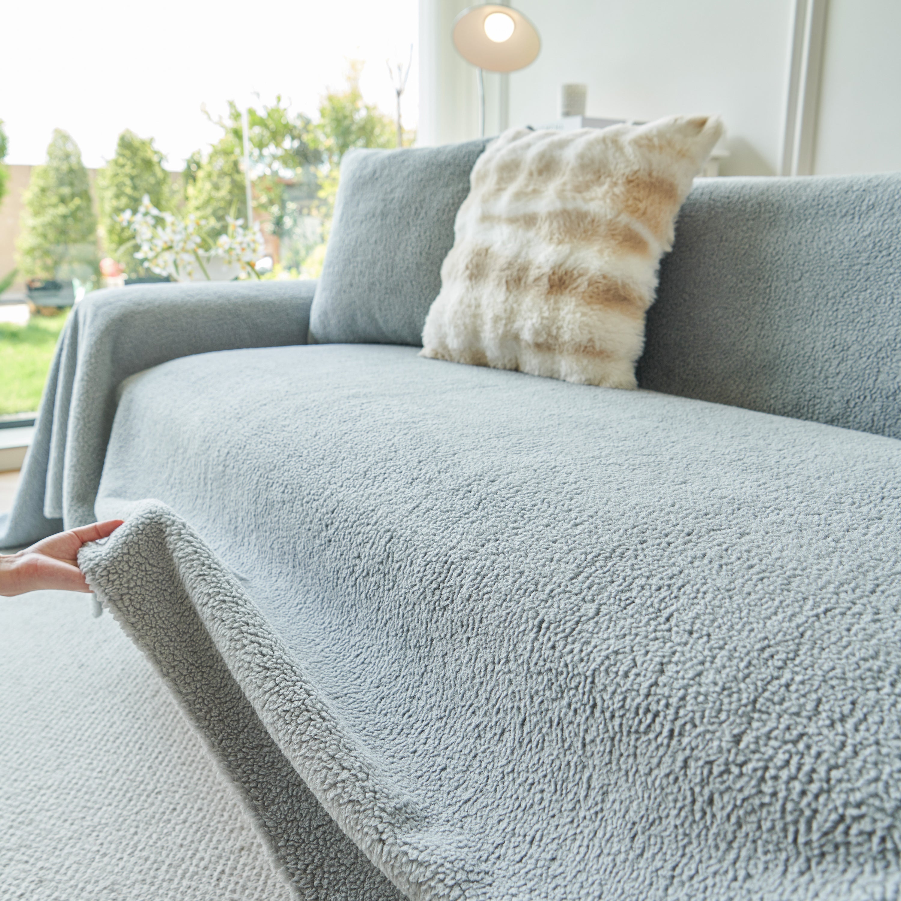 Thick Sherpa Fleece Sofa Protector Cover Stylish Durable Slipcovers For Couches And Chairs