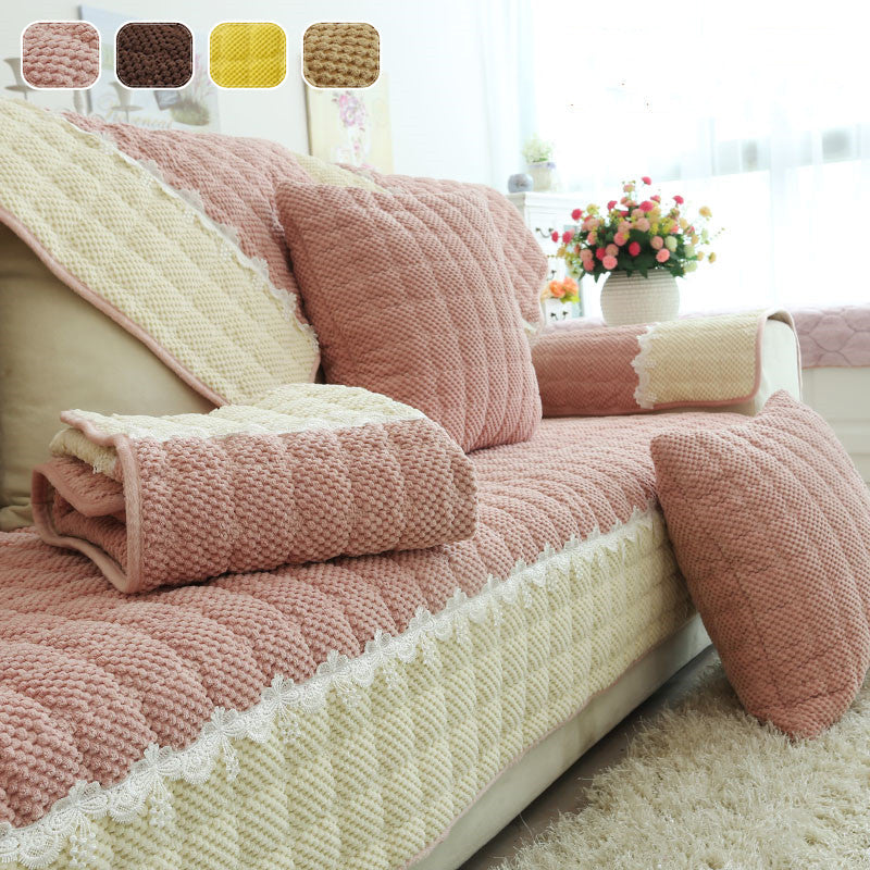 Non-slip Sectional Couch Cover With Lace, Furniture Protector For Dogs, Pets, And Kids I