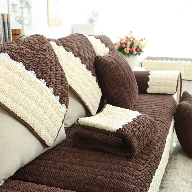 Non-slip Sectional Couch Cover With Lace, Furniture Protector For Dogs, Pets, And Kids I