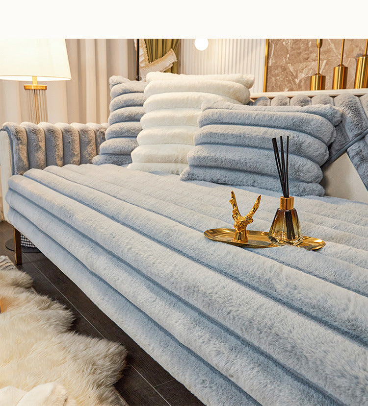 Thicken Faux Fur Rabbit Plush Sofa Cover Non-slip Slipcover Seat European Couch Cover Sofa Towel For Living Room Decor