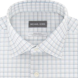 Michael Kors Men's Classic/Regular-Fit Non-Iron Airsoft Performance Stretch Check Dress Shirt Blue Size 15X32-33