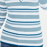 Freshman Junior's V Neck Striped Sweater Green Size Small