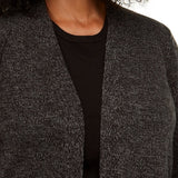 Karen Scott Women's Plus Patterned-Border Cardigan Sweater Black Size 0X-Large