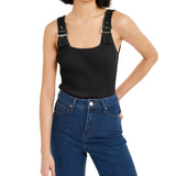 Bar III Women's Buckle Tank Top Black Size Large