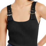 Bar III Women's Buckle Tank Top Black Size Large