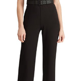 Ralph Lauren Women's Black Belted Glitter Wrap Short Sleeve V Neck T-Shirt Straight Leg Wear To Work Jumpsuit Black Size 12