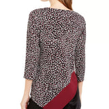 Alfani Women's Colorblocked Asymmetrical Hem Top  Black Size PL