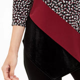 Alfani Women's Colorblocked Asymmetrical Hem Top  Black Size PL