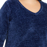 Karen Scott Women's Plus Chenille Pullover V Neck Sweater Blue Size 0X