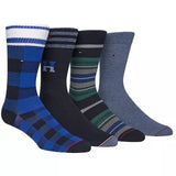 Tommy Hilfiger Mens 4 Pack Comfy Crew Socks Blue-Black Size 7-12