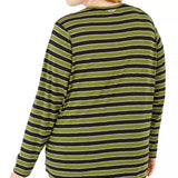 Michael Kors Women's Plus Striped Crewneck T-Shirt Green Size 0X