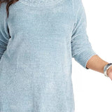 Karen Scott Women's Plus Boat Neck Chenille Sweater Blue Size 2X