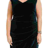 Betsy & Adam Women's Plus Ruched Velvet Gown Green Size 14W
